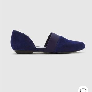 Eileen  Fisher blue Flute Suede Flats size 6 mules slip-on
